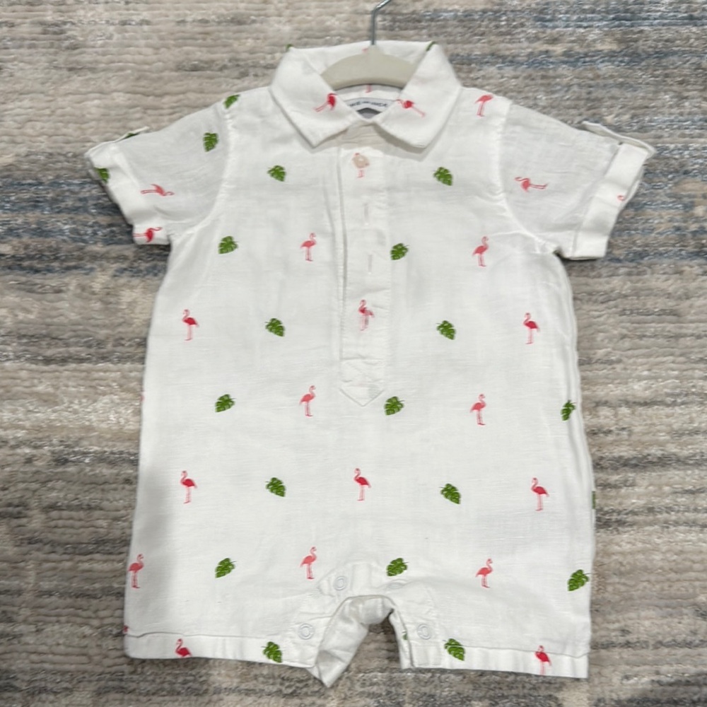 Janie and Jack White Flamingo One Piece
